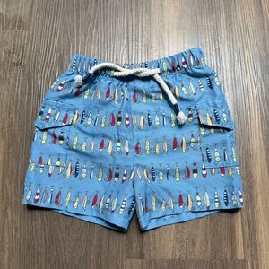 Mud Pie Fishing Lure Blue Cargo Swim Trunks Baby Boy 6-9 Months